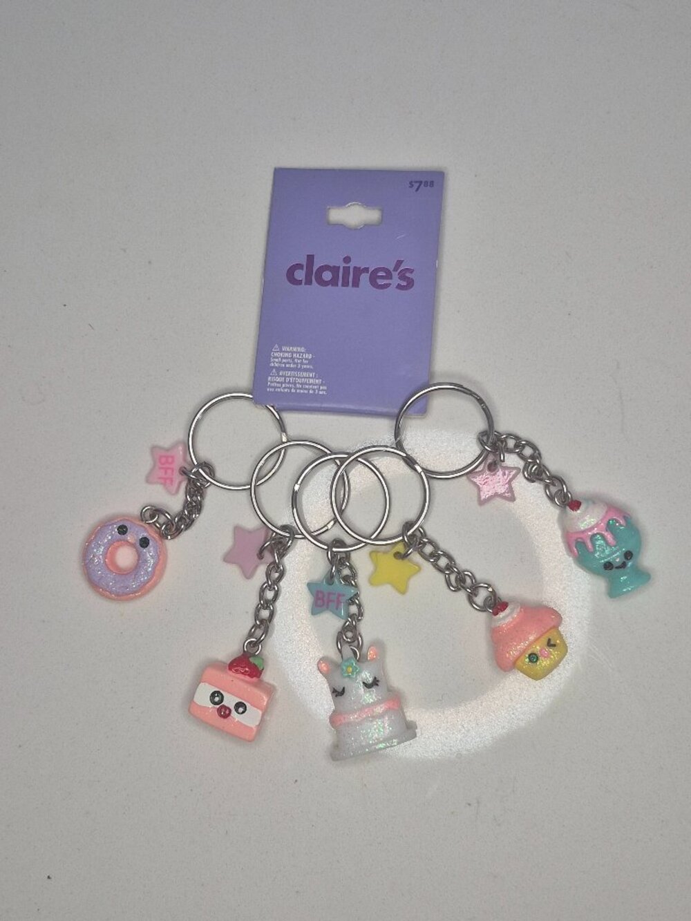 Claires Best Friends Forever Sweet Treats Keychain Set 5 Pack Glitter Charms NWT